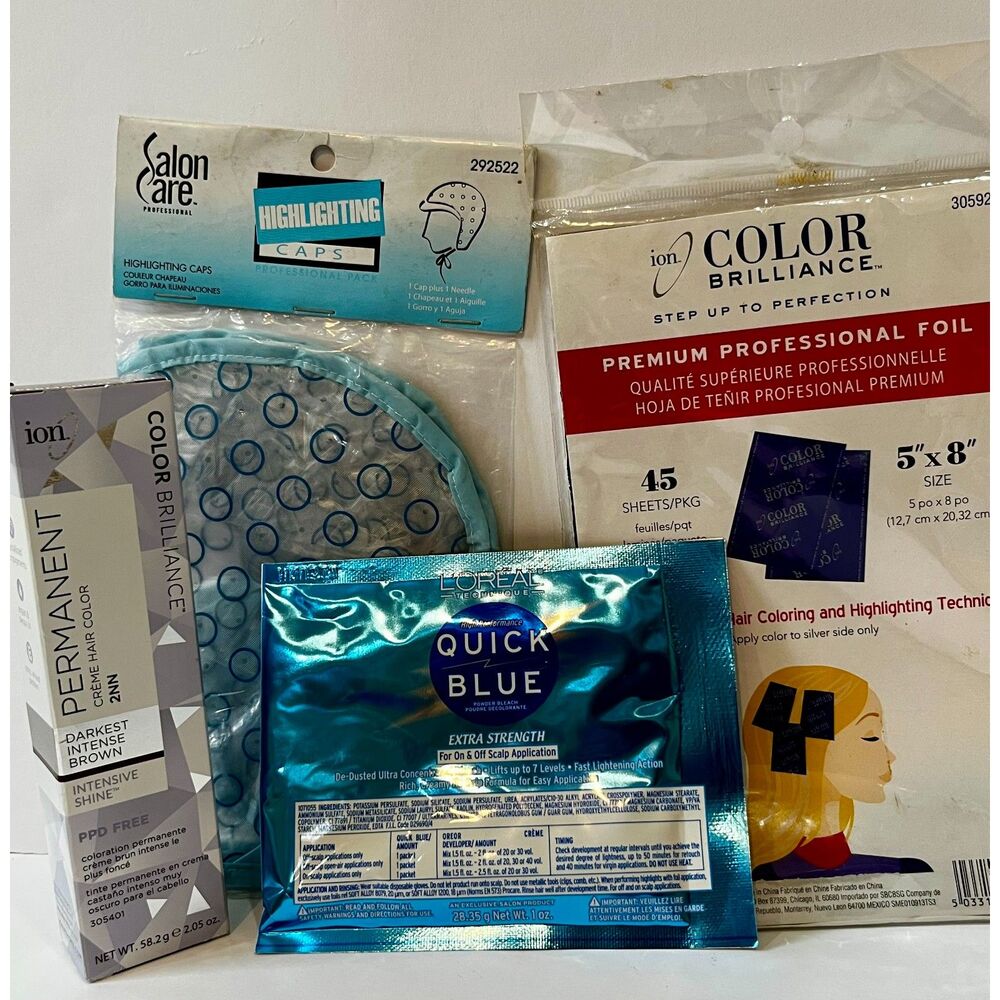 DIY Hair Highlighting & Coloring Kit Ion Color Quick Blue Foils Cap